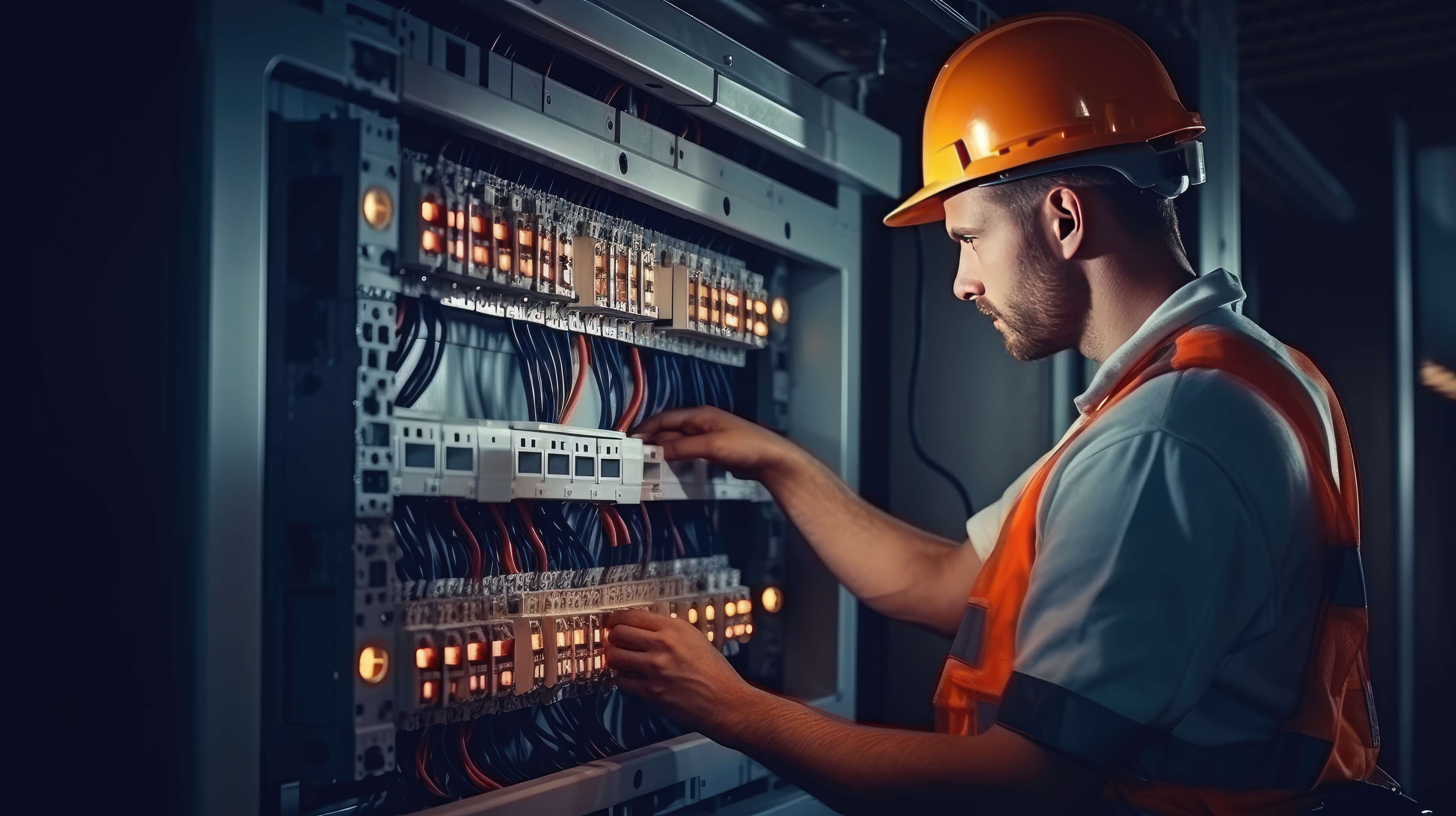 Electrician checking an installation
